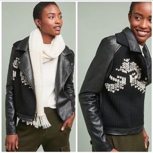 NWT Anthropologie Faux Leather Sweater Trim Jacket